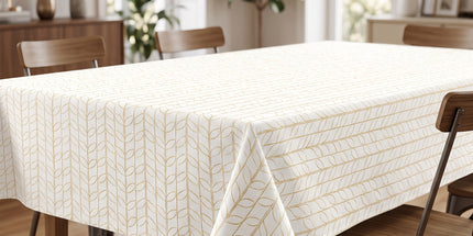 Nappe rectangle polyester antitache infroissable Luxy blanc et or métallisé 240 x 150 cm