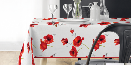 Nappe Pastoral coquelicots rouges sur table