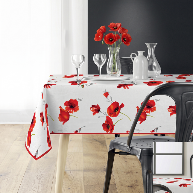 Nappe Pastoral coquelicots rouges sur table