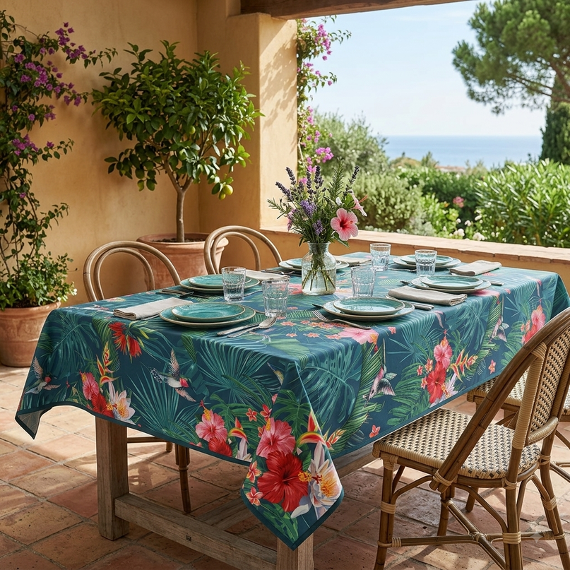 Nappe Colibri sur table extérieure en Provence