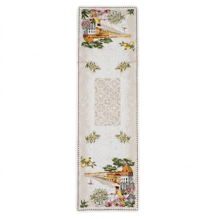 Chemin de table jacquard Nice Negresco écru - vue entière