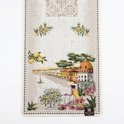 Chemin de table jacquard Nice Negresco écru - détail