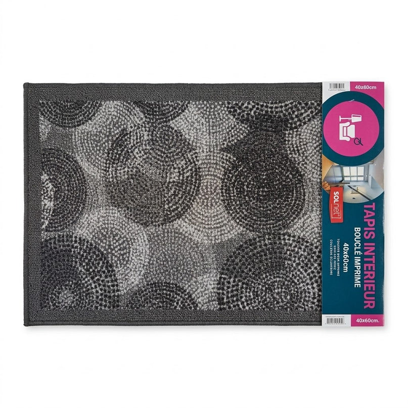 Tapis d'intérieur bouclé imprimé Tourment 40 x 60 cm – Gris anthracite