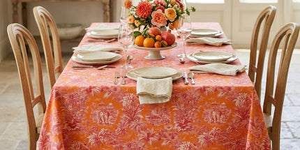 Nappe Mini Maharani – Toile de Jouy Exotique Orange | Rectangle 2m50 x 1m55