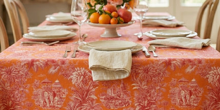 Nappe Mini Maharani – Toile de Jouy Exotique Orange | Rectangle 2m50 x 1m55