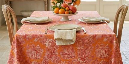 Nappe Mini Maharani – Toile de Jouy Exotique Orange | Rectangle 2m50 x 1m55