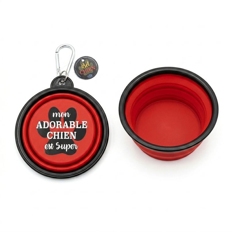 Bol à chien rétractable Rouge – Mon adorable chien est super