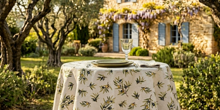 Nappe Carrée 100 x 100 cm Tapenade – Motif Olive | Qualité Palace