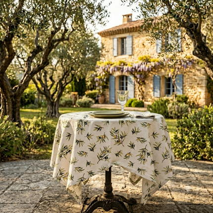 Nappe Carrée 100 x 100 cm Tapenade – Motif Olive | Qualité Palace