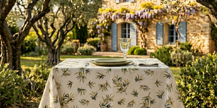 Nappe Carrée 100 x 100 cm Tapenade – Motif Olive | Qualité Palace