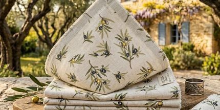 Serviette de Table 50 x 50 cm Tapenade – Motif Olive | Qualité Palace