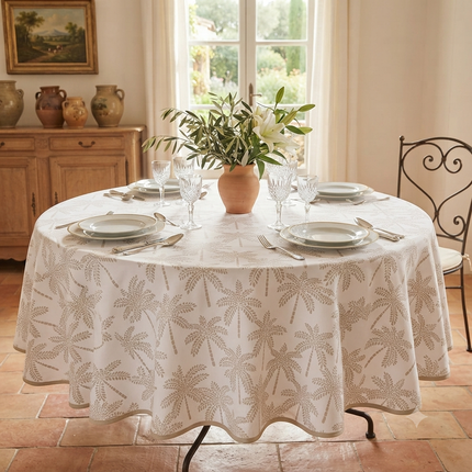 Nappe Ronde Cabarita Blanc 180 cm Polyester Antitache Infroissable