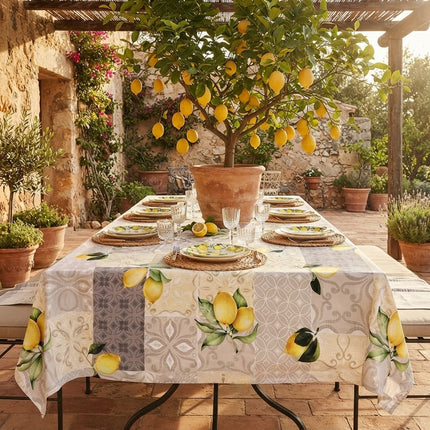 Nappe Rectangle Polyester Provençine 240 x 150 cm – Motif Citron – Antitache Infroissable