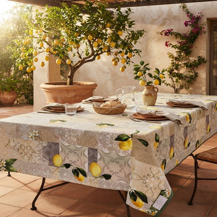 Nappe Rectangle Polyester Provençine 240 x 150 cm – Motif Citron – Antitache Infroissable