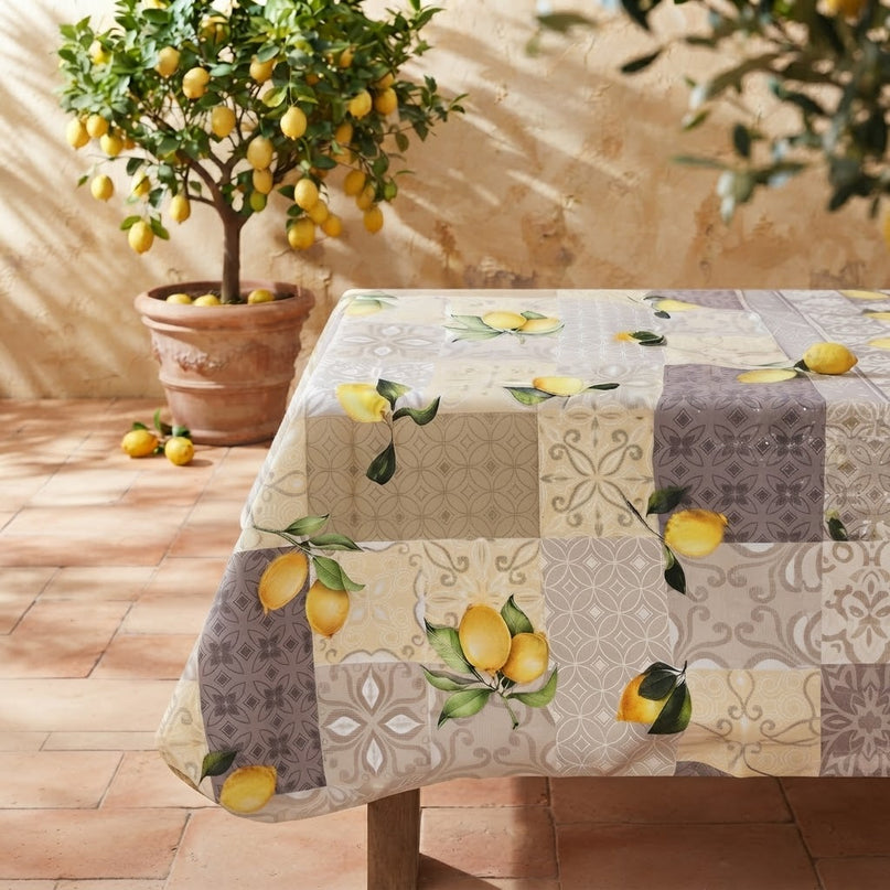 Nappe Rectangle Polyester Provençine 240 x 150 cm – Motif Citron – Antitache Infroissable