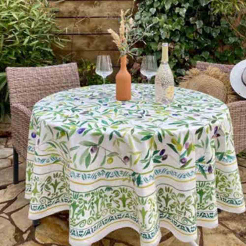 Nappe ronde coton enduit plastifiée Toscane 1m80