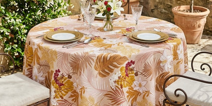 Nappe ronde Rita ocre polyester antitache infroissable 180 cm