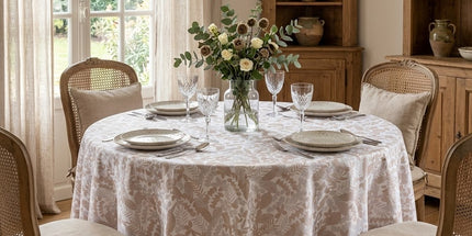 Nappe ronde AIMIE Naturel Polyester Anti tache et Infroissable 180 cm