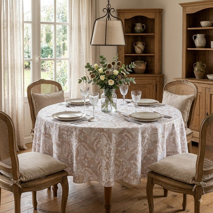 Nappe ronde AIMIE Naturel Polyester Anti tache et Infroissable 180 cm