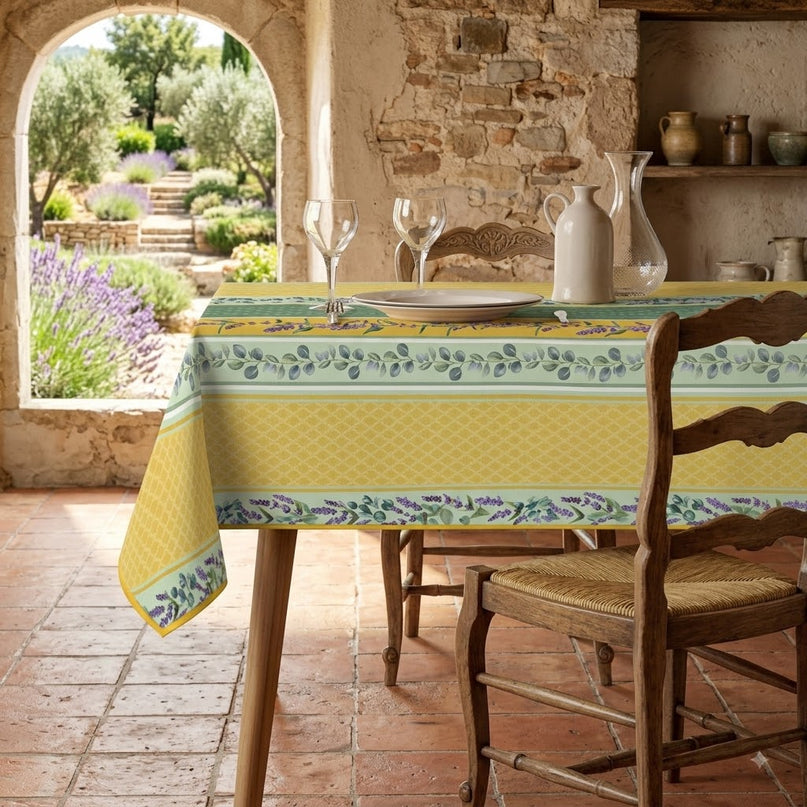 Nappe rectangulaire polyester Valensole jaune 240 × 150 cm