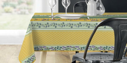 Nappe Valensole jaune olive et lavande Provence