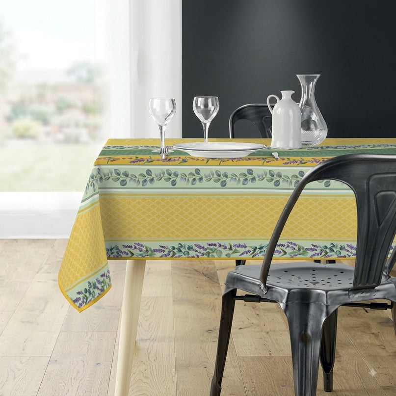Nappe Valensole jaune olive et lavande Provence