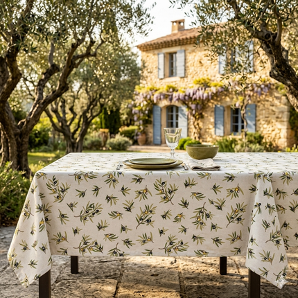 Nappe Rectangle 2m50 x 1m55  Tapenade – Motif Olive | Qualité Palace