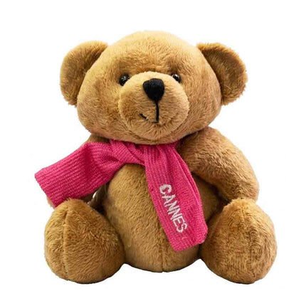 Peluche Nounours Ourson Écharpe Rose Cannes 18 cm