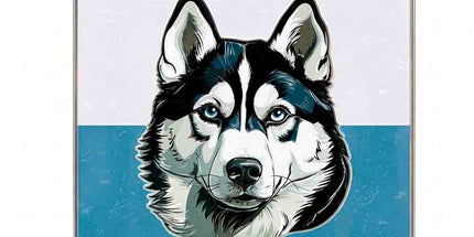 Plaque Métal 3D Husky de Sibérie – Je monte la garde – 15 x 20 cm
