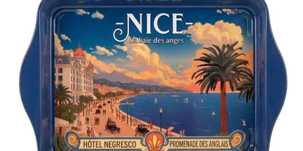 Plateau Nice Vintage – Baie des Anges, Negresco & Promenade des Anglais – Bleu marine 21 x 15 cm