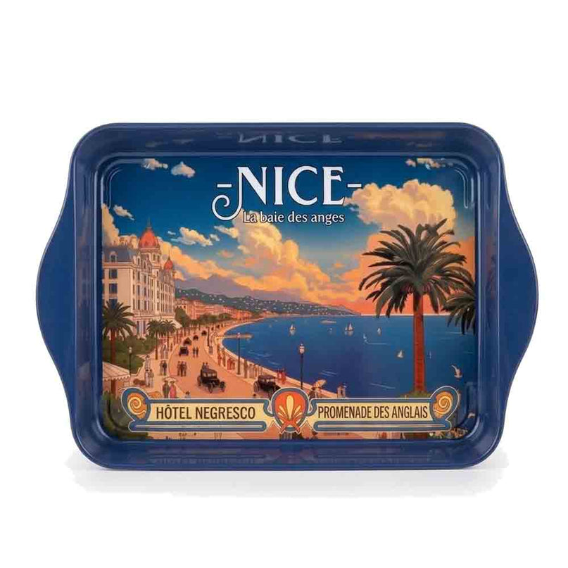 Plateau Nice Vintage – Baie des Anges, Negresco & Promenade des Anglais – Bleu marine 21 x 15 cm