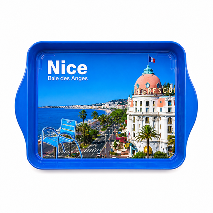 Plateau de Service Nice en Mélamine – Baie des Anges & Promenade des Anglais – 21 x 15 cm