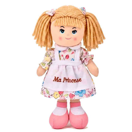 Poupée Ma Princesse 38 cm robe fleurie tablier brodé rose