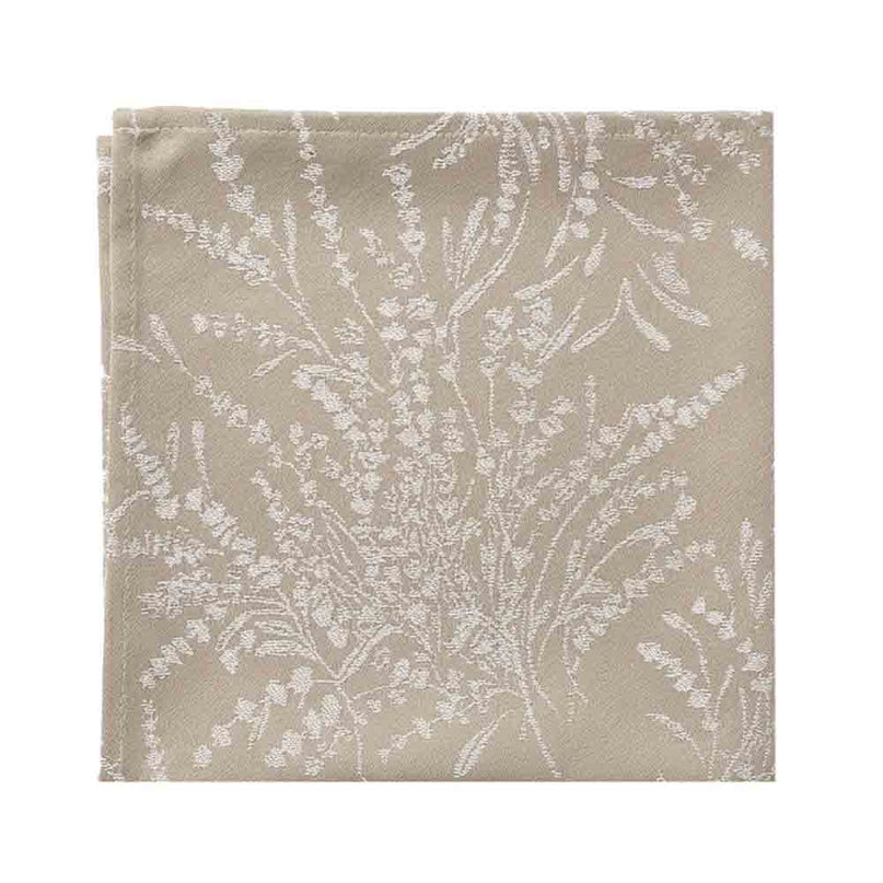 Serviette de table coton jacquard Téflon bouquets de lavande beige 42 x 42 cm