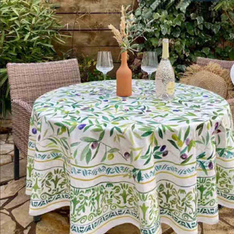 Nappe ronde coton enduit plastifiée Toscane 1m80