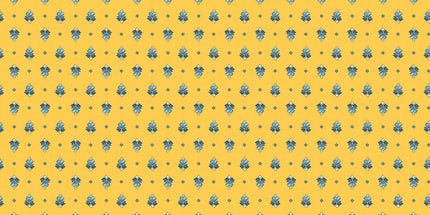 Tissu au mètre cretonne 100 % coton Figuerolles jaune bleu, largeur 160 cm