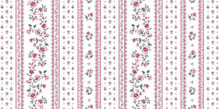 Tissu Coton Figuerolles Rayure Rose Largeur 160 cm Vendu au mètre