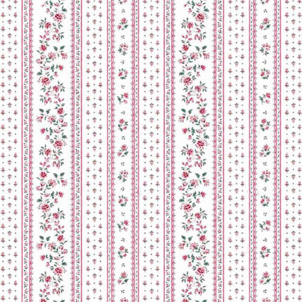 Tissu Coton Figuerolles Rayure Rose Largeur 160 cm Vendu au mètre
