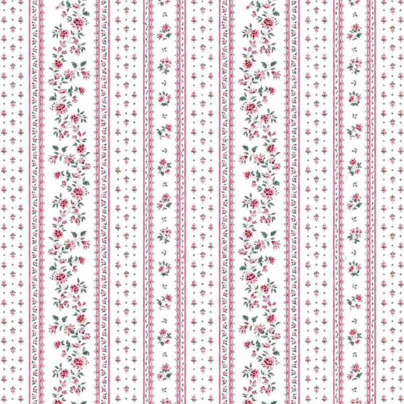 Tissu Coton Figuerolles Rayure Rose Largeur 160 cm Vendu au mètre