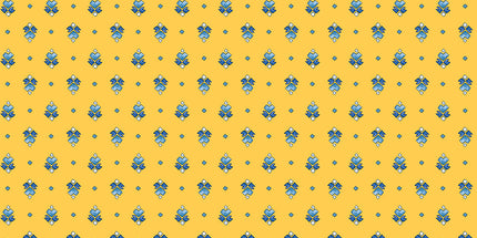 Tissu au mètre cretonne 100 % coton Figuerolles jaune bleu, largeur 160 cm