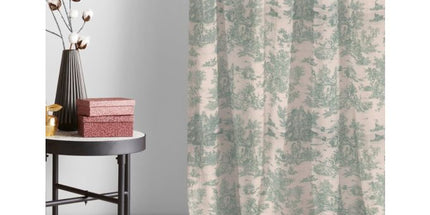Tissu au mètre Coton Toile de Jouy Mini Pastorale écru vert Largeur 160 cm