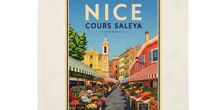Torchon Nice Cours Saleya en coton 50 × 70 cm