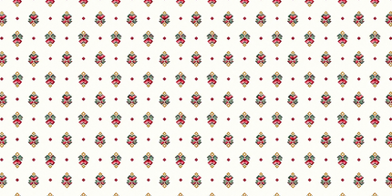 Cretonne Figuerolles écrue à petits motifs rouges et verts répétés, vendue au mètre