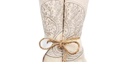 Lot de 2 serviettes de table en coton brodées arbre de vie écru 50 x 50 cm