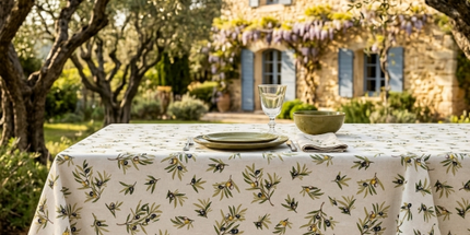 Nappe Rectangle 400 x 155 cm Tapenade – Motif Olive | Qualité Palace