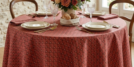 Nappe ronde polyester Artchic terra cotta 180 cm anti-tache infroissable
