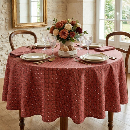 Nappe ronde polyester Artchic terra cotta 180 cm anti-tache infroissable