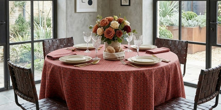 Nappe ronde polyester Artchic terra cotta 180 cm anti-tache infroissable