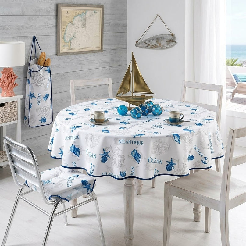 Nappe ronde littoral antitache infroissable polyester 1m80