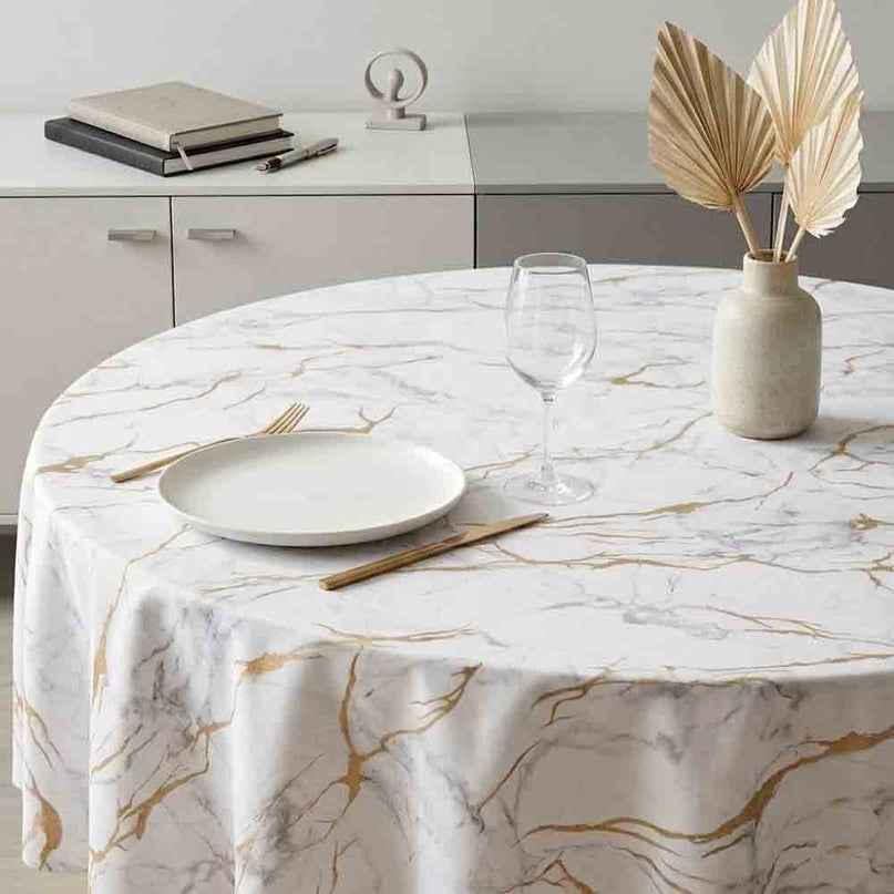 Nappe ronde 180 cm Albatre naturel Anti tache et Infroissable